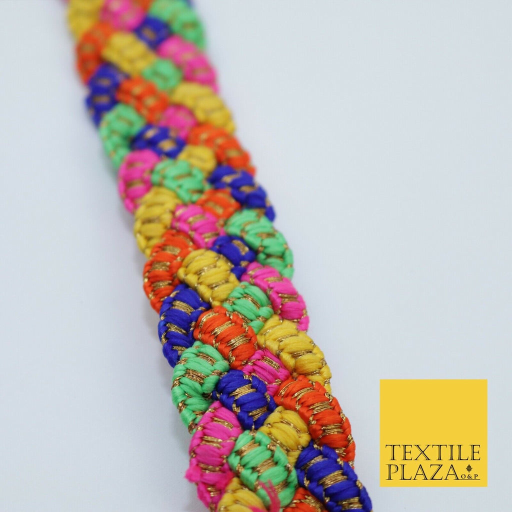 Multicolour Rainbow Rope Plait Trimming Border Ribbon Indian Ethnic Edging X296