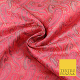 Hot Pink Luxury Paisleys PURE Benarsi Brocade Woven Dress Fabric Fancy 1743