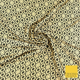 Gold Black Moroccan Lattice Retro Abstract Printed Charmeuse Satin Fabric 2940