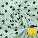 White Black Navy Blue 1cm Spot Polka Dot Silky Polyester Crepe Dress Fabric