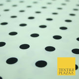 White Black Navy Blue 1cm Spot Polka Dot Silky Polyester Crepe Dress Fabric