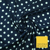 White Black Navy Blue 1cm Spot Polka Dot Silky Polyester Crepe Dress Fabric