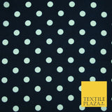 White Black Navy Blue 1cm Spot Polka Dot Silky Polyester Crepe Dress Fabric