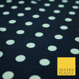 White Black Navy Blue 1cm Spot Polka Dot Silky Polyester Crepe Dress Fabric