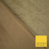 High Quality Luxury Soft TAN BEIGE Suede Backed Short Pile Faux Fur Fabric 2303