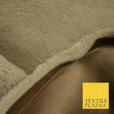 High Quality Luxury Soft TAN BEIGE Suede Backed Short Pile Faux Fur Fabric 2303