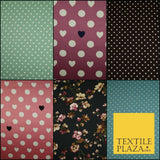 High Quality Polka Dot Spot Hearts Floral Printed Chamoise Satin Dress Fabric