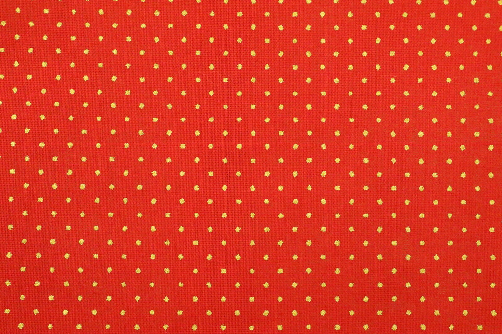 Small Gold Polka Dots Fabric 100% Cotton - Per Metre / Fat Quarter RED RF48