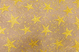 Glitter Star Organdi (Organza) Christmas Fabric 100% Nylon - GOLD RE49