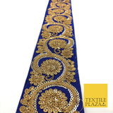 ROYAL BLUE Fancy Flower Swirls Zari Sequin Trimming Border Indian Ethnic (X69)