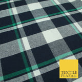 Luxury TARTAN CHECK Brushed Polyester COTTON Twill Fabric 58" Craft Dress