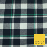 Luxury TARTAN CHECK Brushed Polyester COTTON Twill Fabric 58" Craft Dress