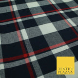 Luxury TARTAN CHECK Brushed Polyester COTTON Twill Fabric 58" Craft Dress