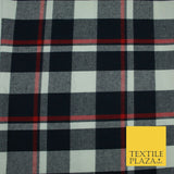 Luxury TARTAN CHECK Brushed Polyester COTTON Twill Fabric 58" Craft Dress