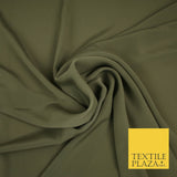 LUXURY 100% Polyester Plain Dyed Fine Soft Silky Crepe Dress Fabric ALL COLOURS