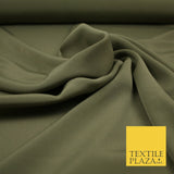 LUXURY 100% Polyester Plain Dyed Fine Soft Silky Crepe Dress Fabric ALL COLOURS