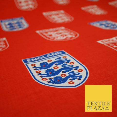 Red England Three Lions Football Emblem Badge 100% COTTON Print Fabric Masks 68"