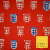 Red England Three Lions Football Emblem Badge 100% COTTON Print Fabric Masks 68"