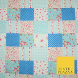 Floral Gingham Spotted Patchwork Printed Poly Cotton Fabric Polycotton Craft 45"