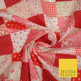 Floral Gingham Spotted Patchwork Printed Poly Cotton Fabric Polycotton Craft 45"