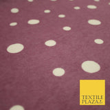 Mauve White Multi Spot Polka Dot Winceyette Soft Brushed Cotton Print Fabric