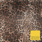 Brown Shaded Leopard Cheetah Spot Animal Print Georgette Dress Fabric Craft 4354