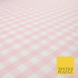 Premium Baby Pink White Gingham Check Printed Scuba Jersey Fabric Craft 57" 4423