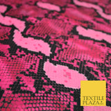 Bright Neon Pink Snake Animal Print Stretch Scuba Jersey Fabric Dress 61" 4471