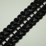 All Black Double Chevron Gloss Ribbon Braid Trimming Border Gota Trim X405