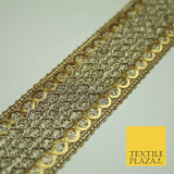 Gold 3.5cm Circle Ring Sequin Glitter Weave Trimming Border Sewing Trim Lace