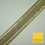 Gold 3.5cm Circle Ring Sequin Glitter Weave Trimming Border Sewing Trim Lace