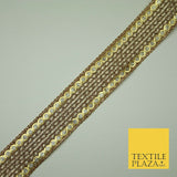 Gold 3.5cm Circle Ring Sequin Glitter Weave Trimming Border Sewing Trim Lace