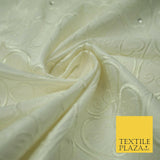 Luxury Ivory Floral Heart Swirl SWAROVSKI Embroidered 100% PURE SILK Fabric 4558