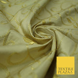 Luxury Magnolia Gold Embroidered Floral Leaf Stem 100% PURE SILK Fabric 44" 4560