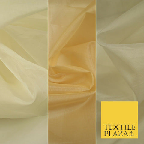 Luxury Gold Beige Plain 100% SILK ORGANZA Sheer Fabric Dress Wedding 3 COLOURS