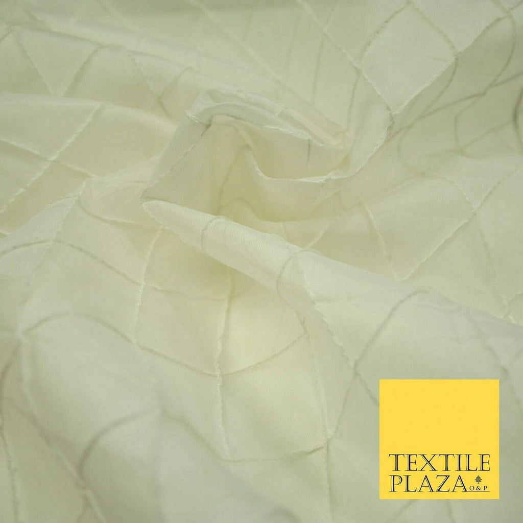 Luxury Ivory Off White Diamond PINTUCK 100% SILK ORGANZA Fabric Sheer 48" 4627