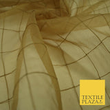 Luxury Caramel Gold Square PINTUCK 100% SILK ORGANZA Fabric Sheer 48" Wide 4628