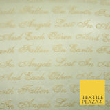 Luxury Ivory Gold Angel Script Embroidered 100% SILK ORGANZA Fabric 45" 4629