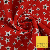 Red White Black Scattered Multi Stars Printed Cotton Canvas Fabric 58" Wide 4127