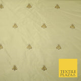 Luxury GOLD Wasp Bees Fly Embroidered 100% PURE SILK Fabric Furnishing 48" 4550