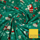 Green Santa's Workshop Festive Winceyette Soft Brushed Cotton Print Fabric 3963