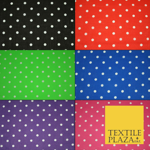 1CM Spotted Polka Dot Printed Poly Cotton Fabric Polycotton Craft Mask 6 COLOURS