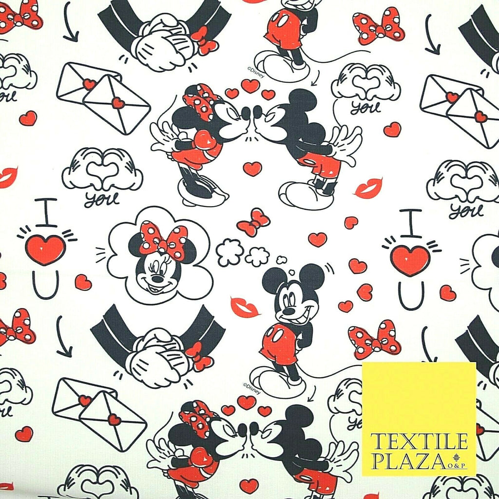 Mickey Minnie Mouse Love Letters Valentine Disney Print Fabric 100% Cotton 4965