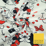 Mickey Minnie Mouse Love Letters Valentine Disney Print Fabric 100% Cotton 4965