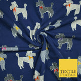 Smart Bow Tie Terrier Dogs Printed Soft Cotton Jersey Stretch Fabric 59" 3 COLS