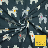 Smart Bow Tie Terrier Dogs Printed Soft Cotton Jersey Stretch Fabric 59" 3 COLS