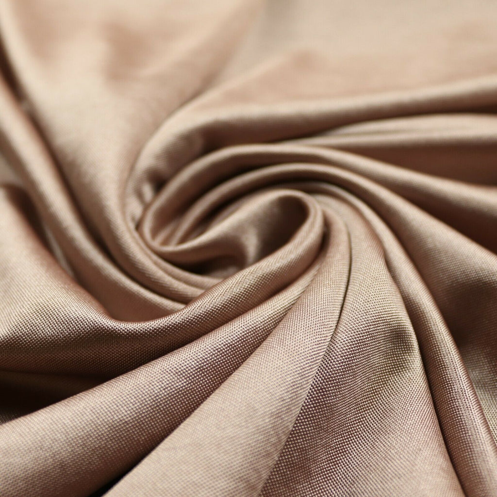 TAUPE Plain Liquid Satin Lining Stretch Jersey Fabric Dress Craft 56" Wide 4744