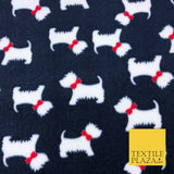 Cute Scottie Dog Terrier Bow SUPER SOFT Printed Cuddle Fleece Fabric Blankets