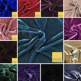 LUXURY High Quality English Plain Stretch Velvet Dress Fabric Over 18 Colours