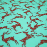 Tartan Check Reindeer Stag Christmas Printed Poly Cotton Fabric Polycotton 45"